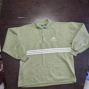 Adidas Mens Sweater XL  Polo Green Long Sleeve Vintage